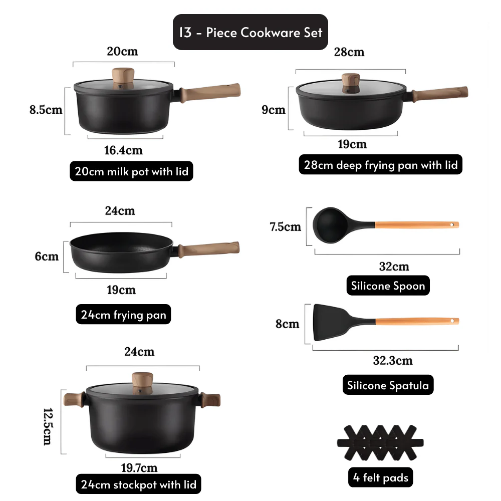 13-Piece Titanium Coated Non-Stick Kitchen Cookware Set - Image 13