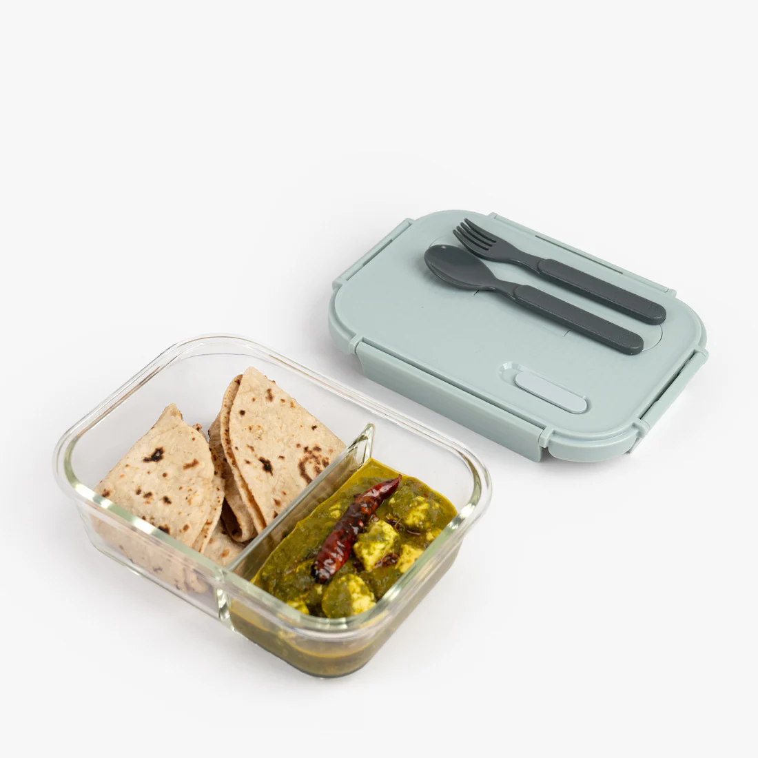 2-Compartment Rectangle Glass Food Container (1050ml) - Image 5