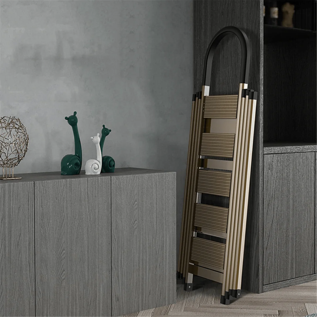 2-in-1 Aluminum 5 Steps Folding Ladder with Drying Rack - Image 4