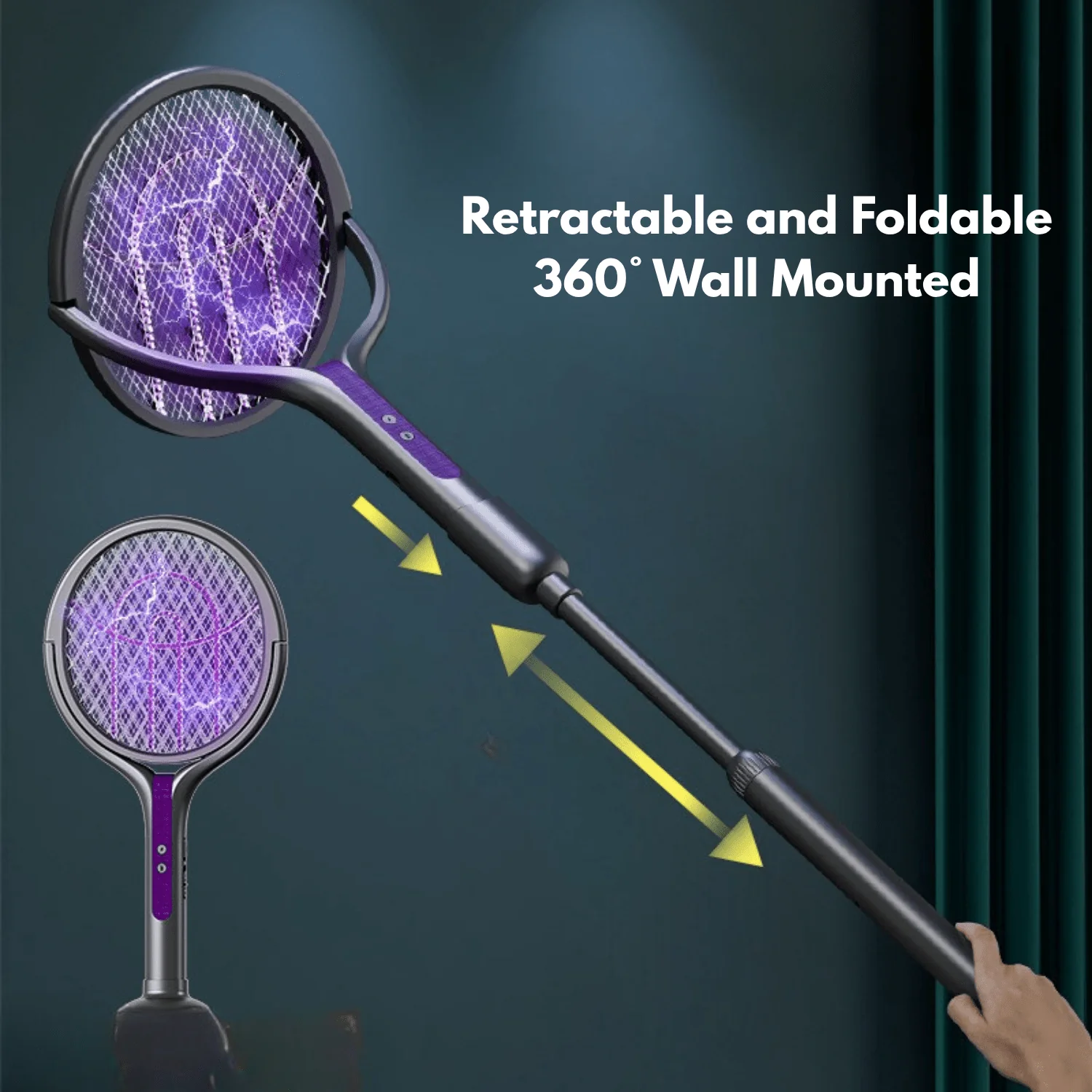 2-in-1 Retractable Electric Mosquito Killer Lamp & Swatter (62cm) - Image 4