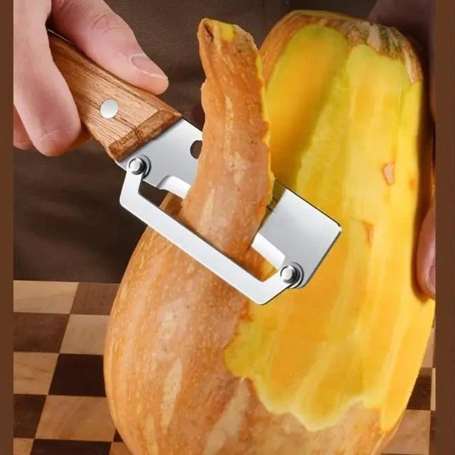 2-in-1 Stainless Steel Kitchen Peeler with Wooden Handle - Image 3
