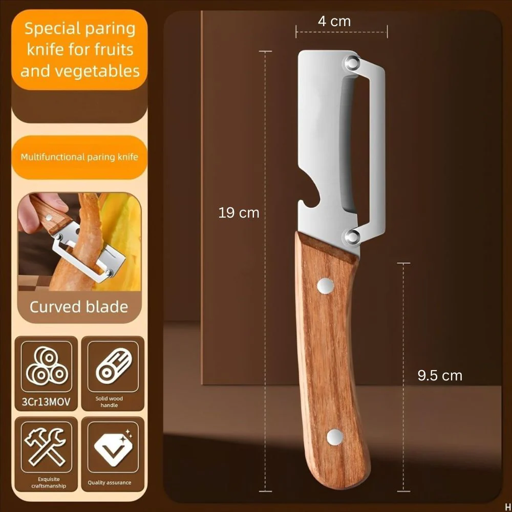 2-in-1 Stainless Steel Kitchen Peeler with Wooden Handle - Image 7