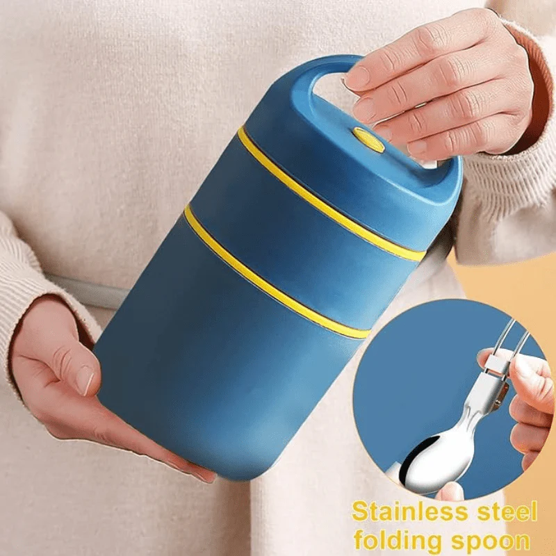 2-Tier Stainless Steel Insulated Lunch Box with Bag (680ml) - Image 7