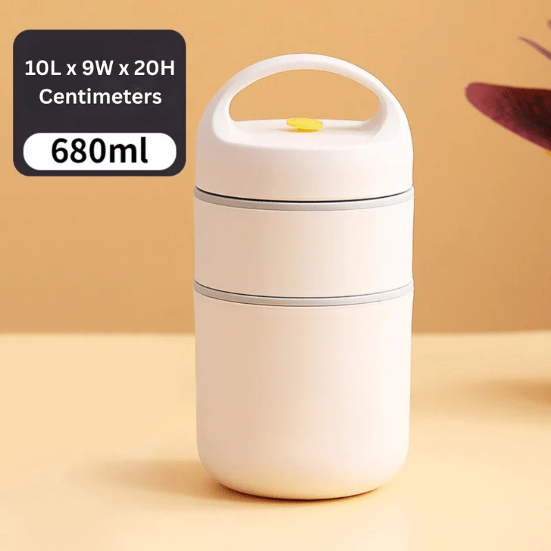 2-Tier Stainless Steel Insulated Lunch Box with Bag (680ml) - Image 8