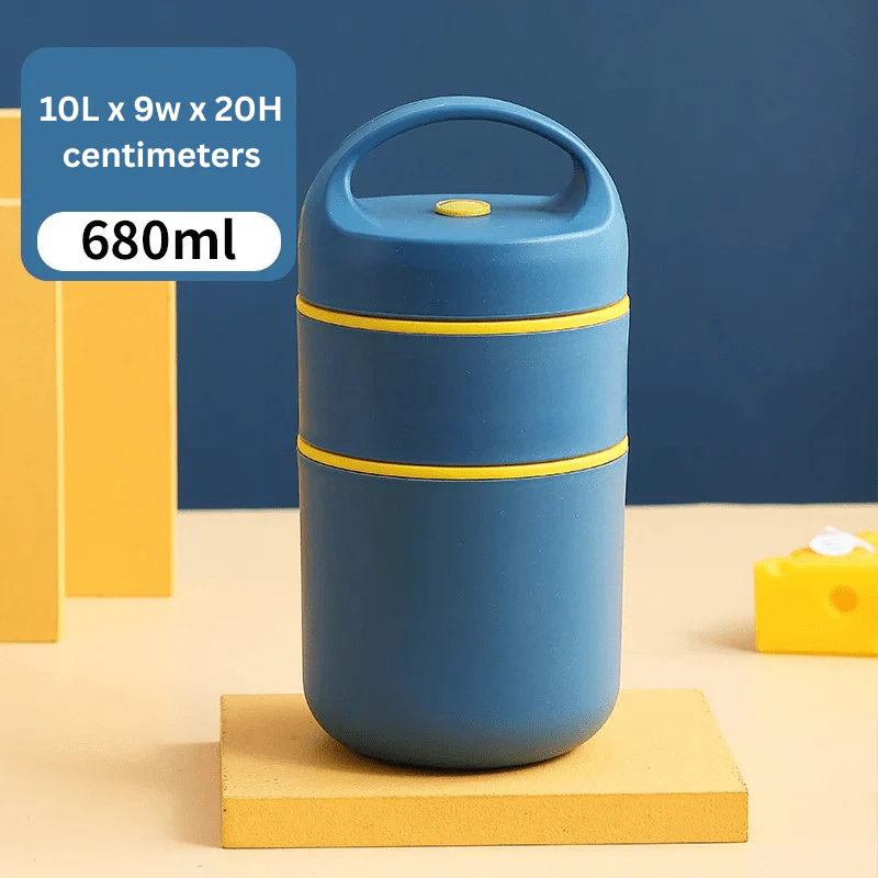 2-Tier Stainless Steel Insulated Lunch Box with Bag (680ml) - Image 9