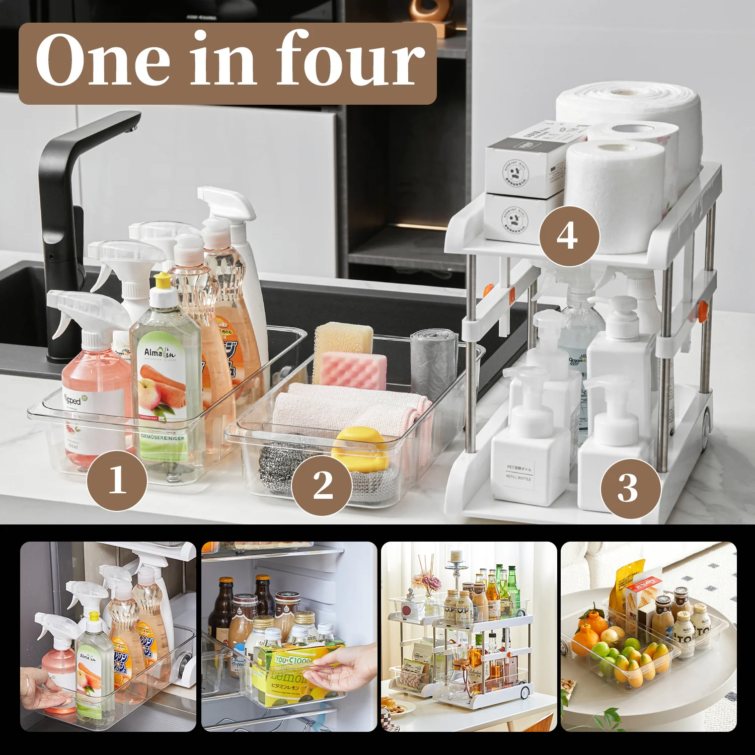 2-Tier Pull-Out Sliding Adjustable Height Storage Organizer - Image 4