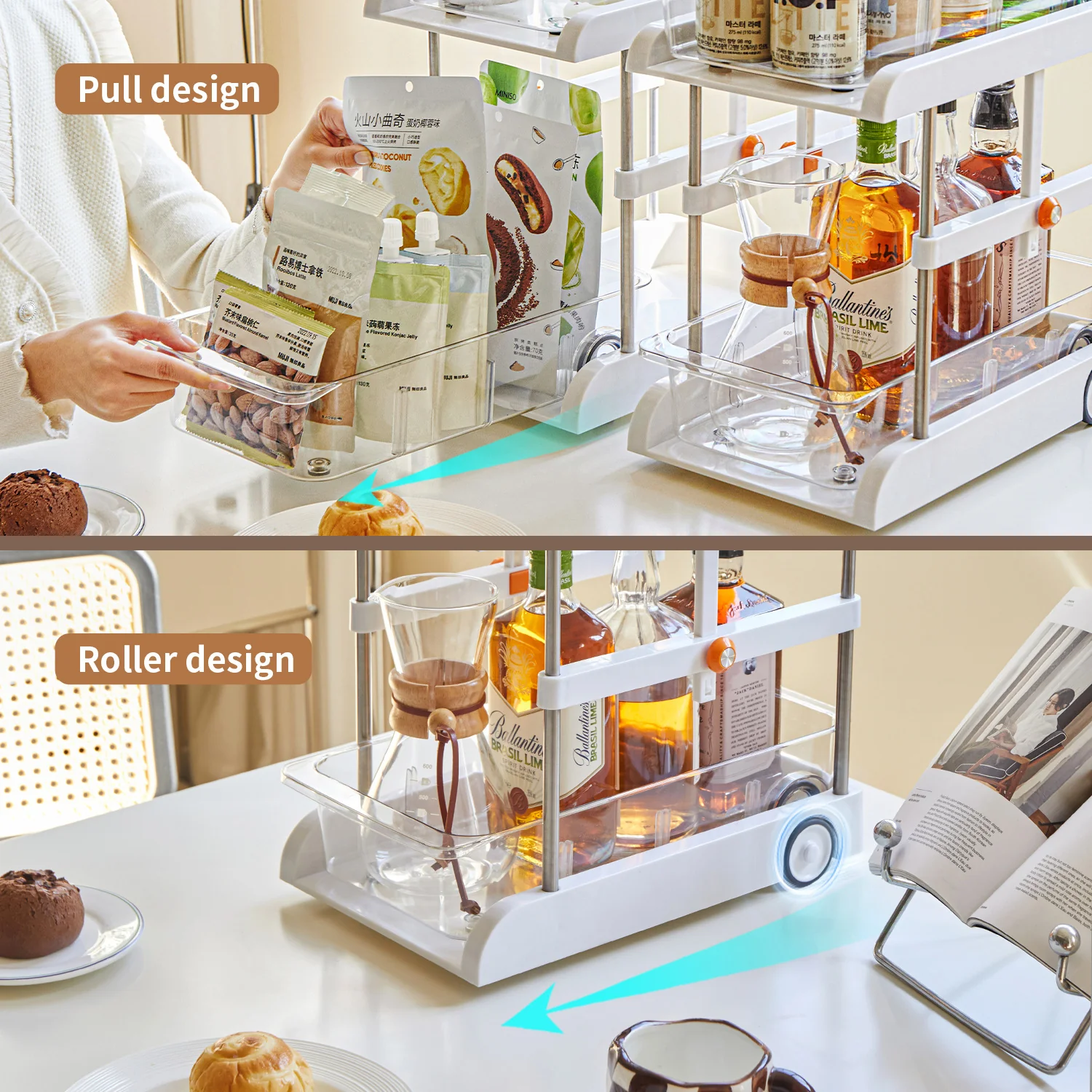 2-Tier Pull-Out Sliding Adjustable Height Storage Organizer - Image 5