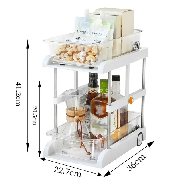2-Tier Pull-Out Sliding Adjustable Height Storage Organizer - Image 8