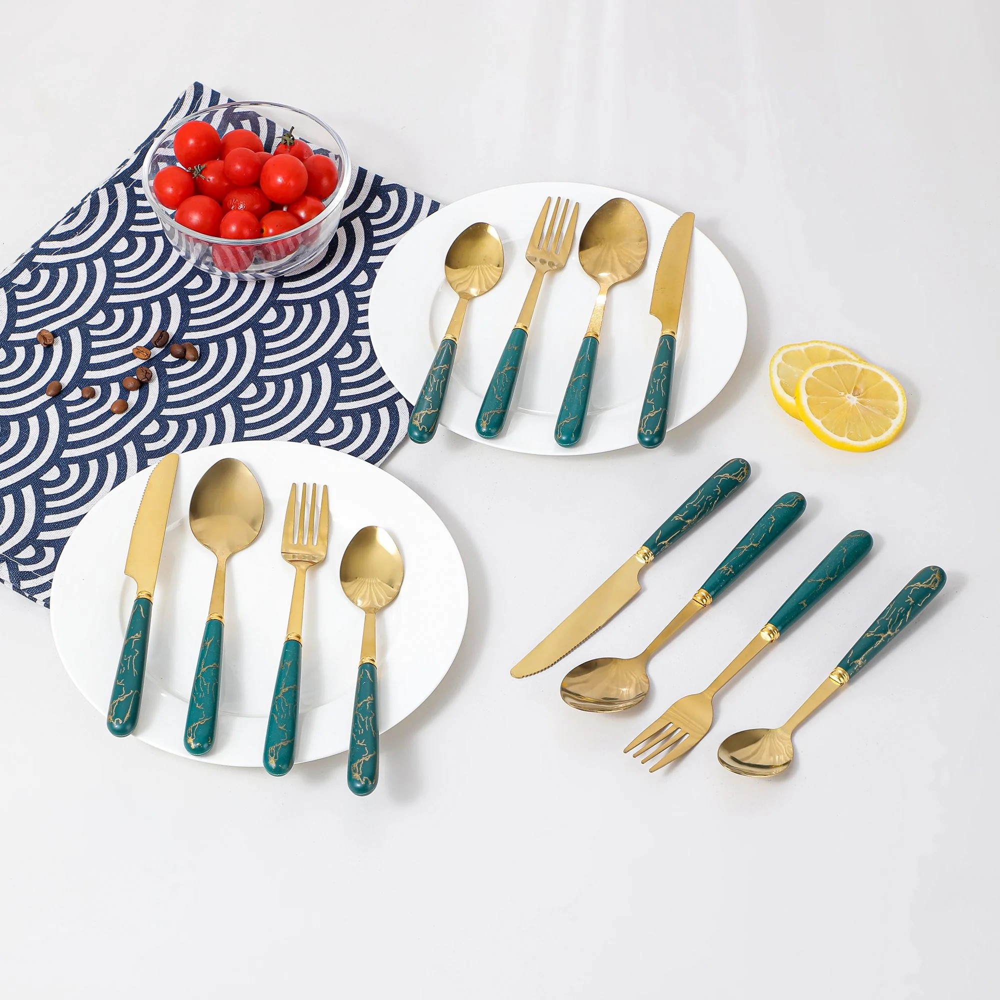 24-Piece Stainless Steel Cutlery Set with Marble Handle - Image 5