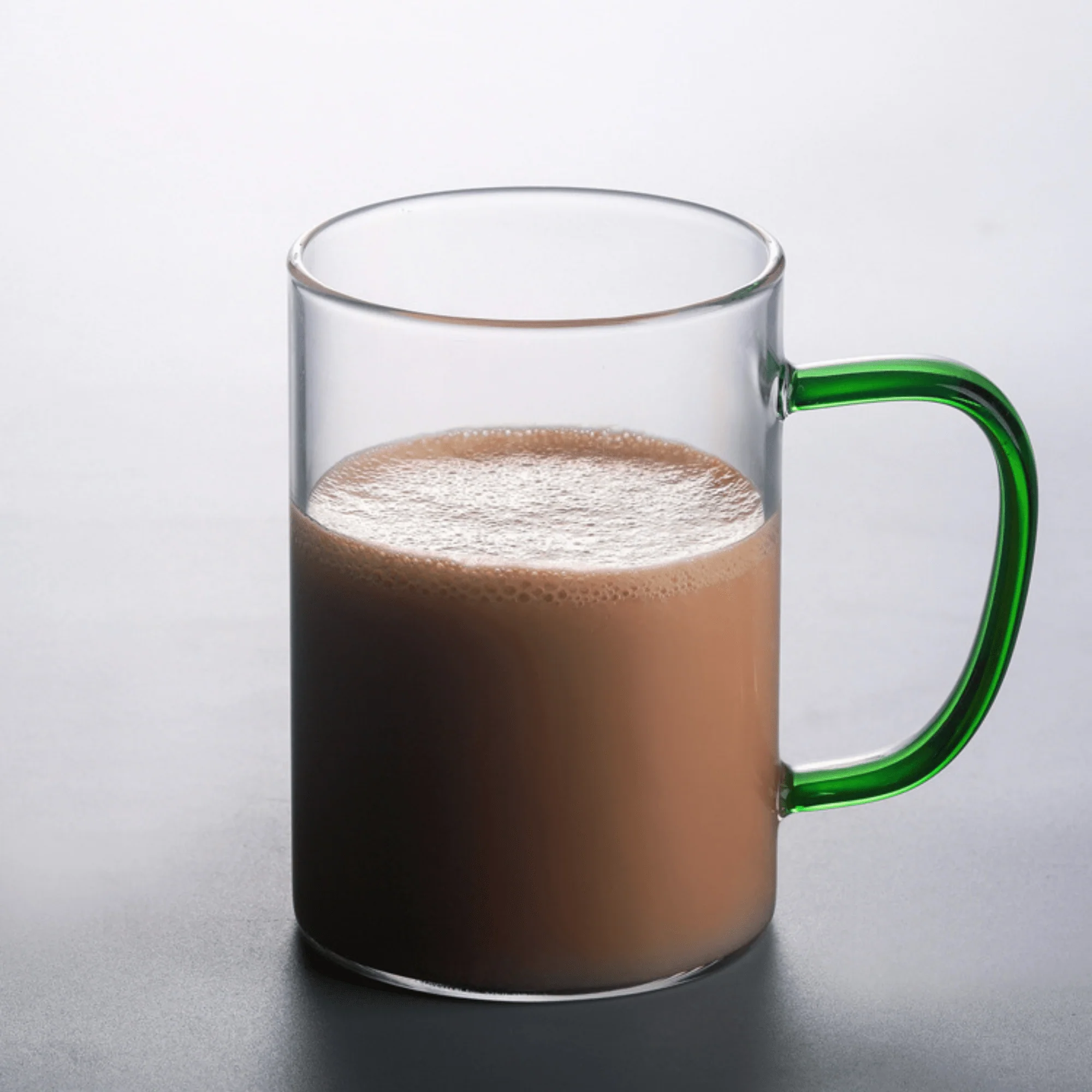 Multi-Purpose Transparent Borosilicate Glass Mug with Colorful Handle – 350ml - Image 3