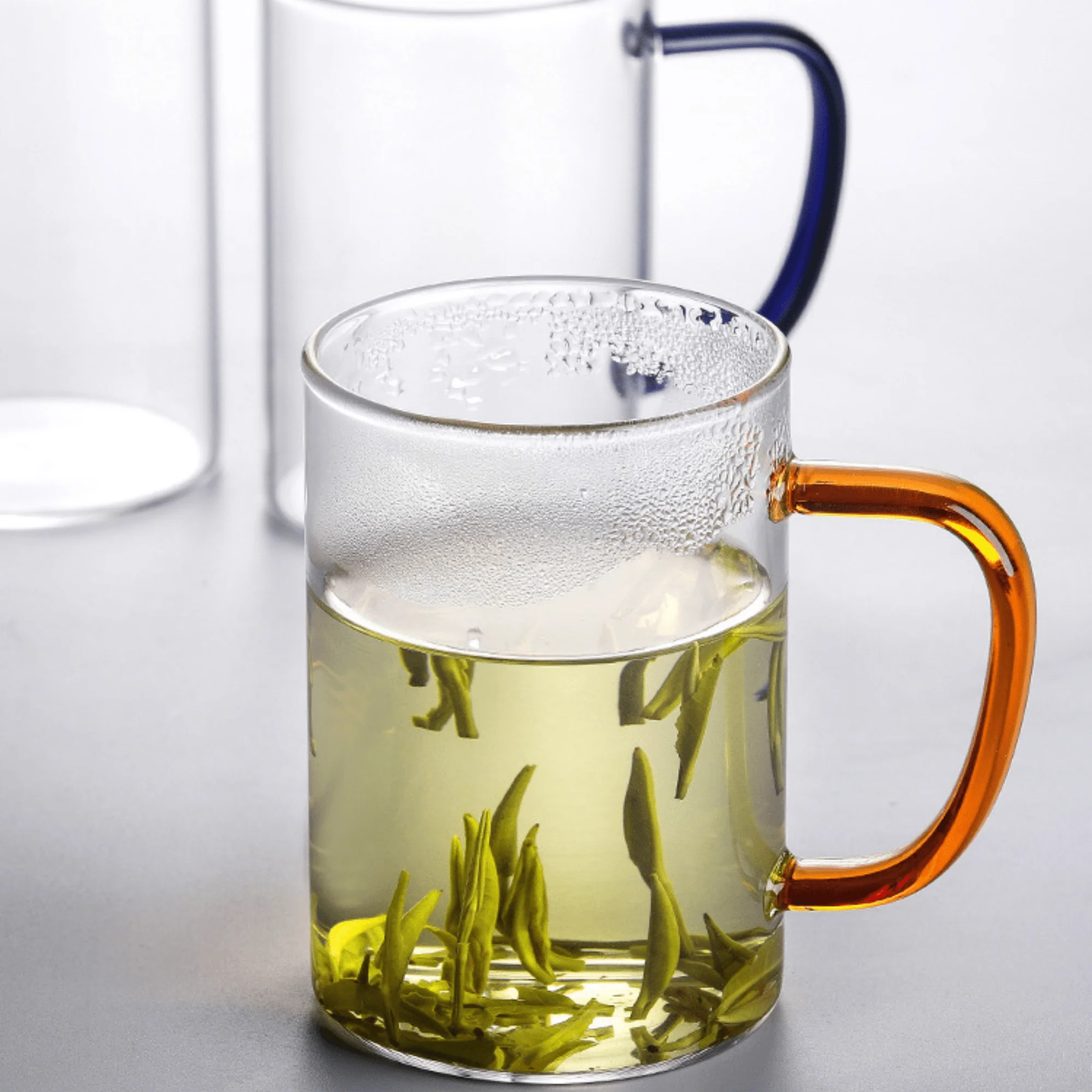 Multi-Purpose Transparent Borosilicate Glass Mug with Colorful Handle – 350ml - Image 4