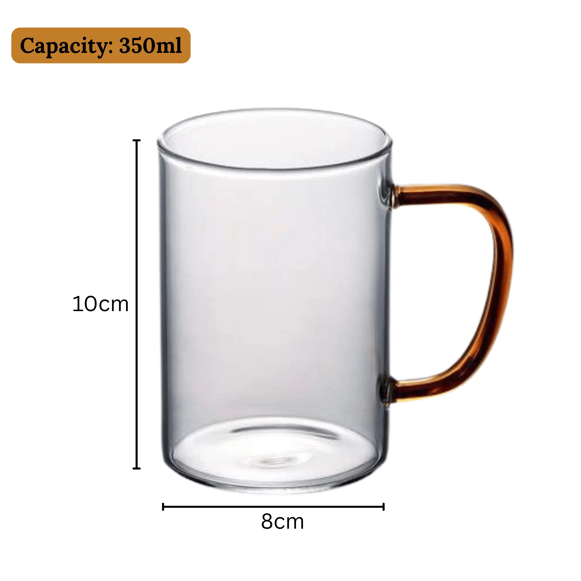 Multi-Purpose Transparent Borosilicate Glass Mug with Colorful Handle – 350ml - Image 6