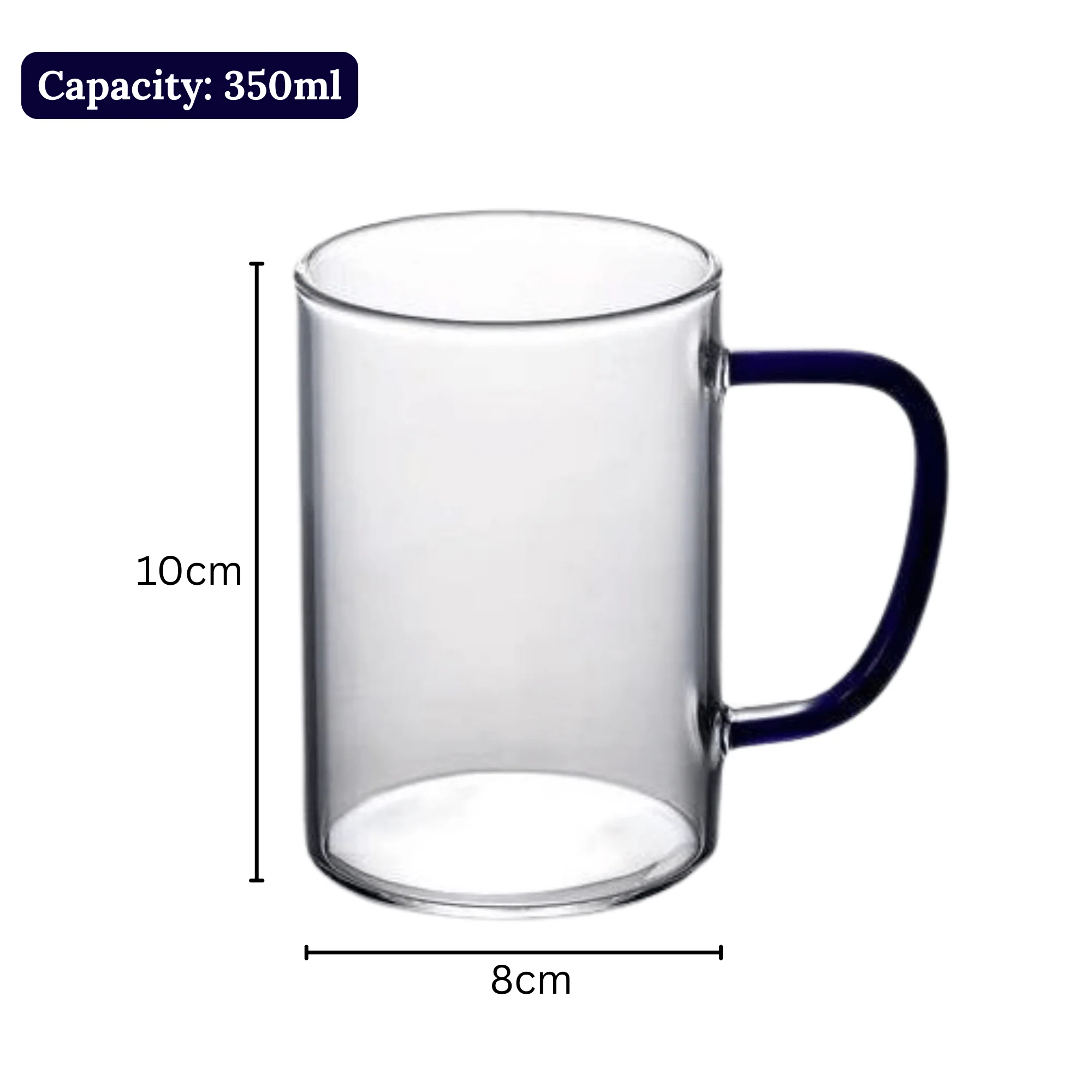 Multi-Purpose Transparent Borosilicate Glass Mug with Colorful Handle – 350ml - Image 8