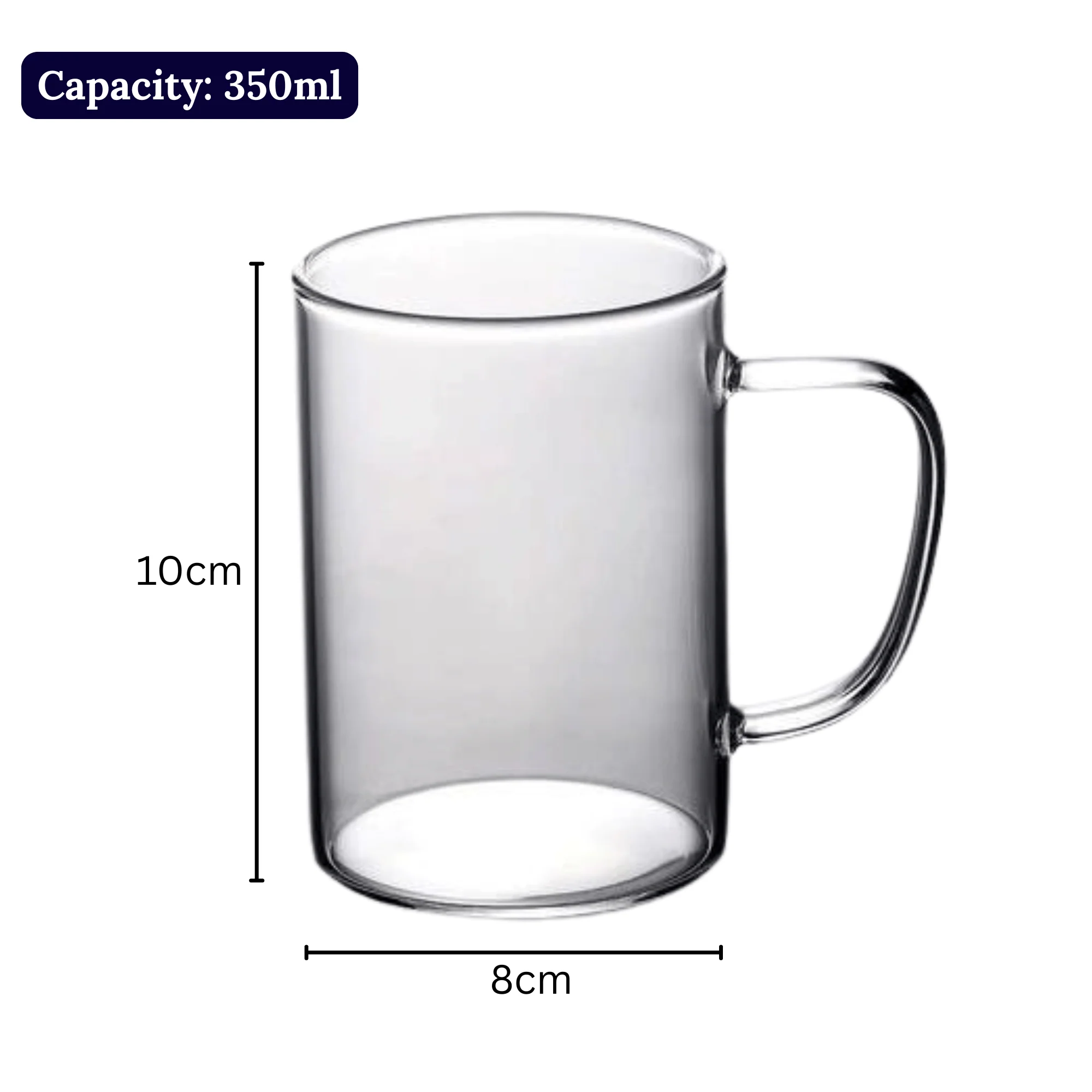 Multi-Purpose Transparent Borosilicate Glass Mug with Colorful Handle – 350ml - Image 9
