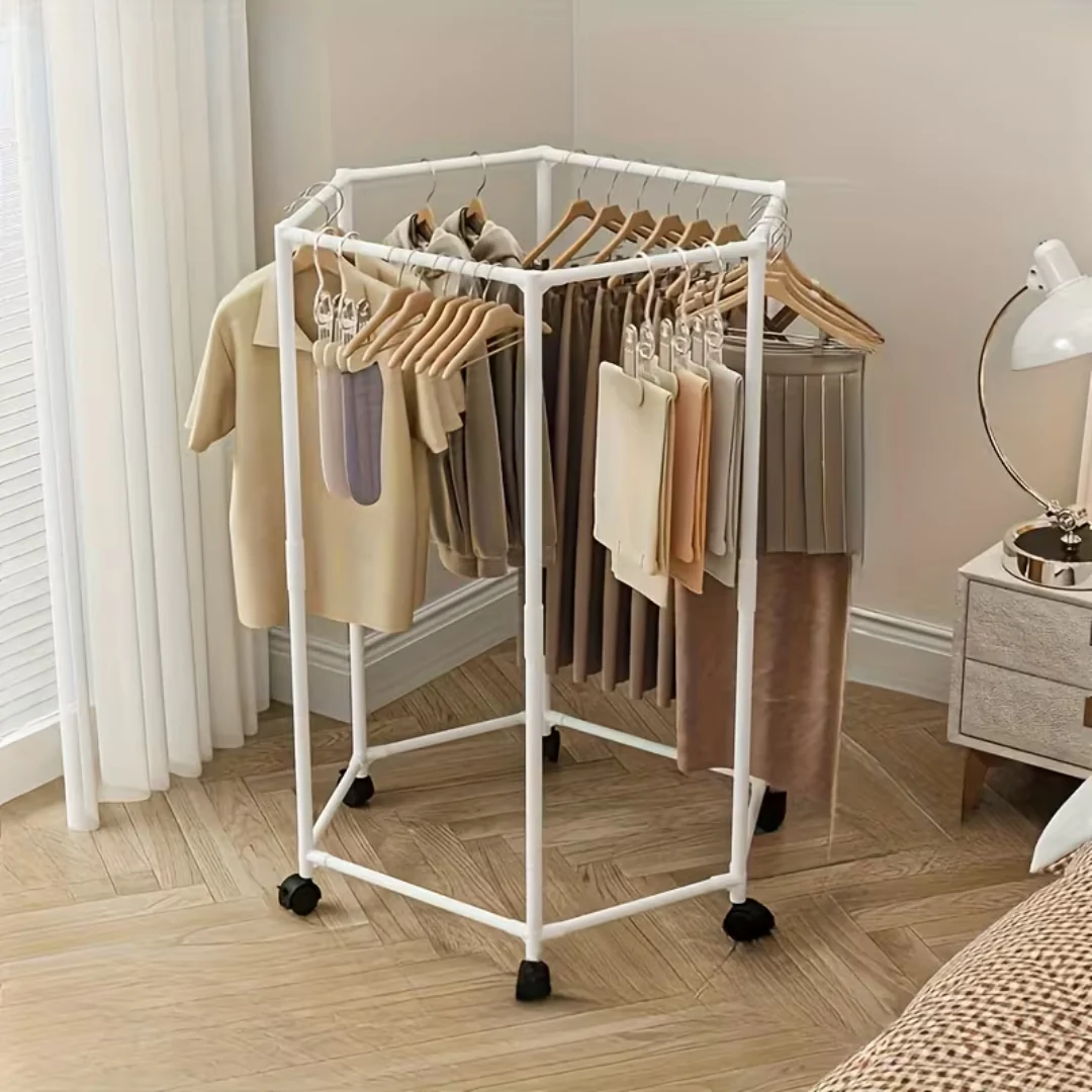 360° Rotating Hexagonal Metal Hanging Clothes Rack