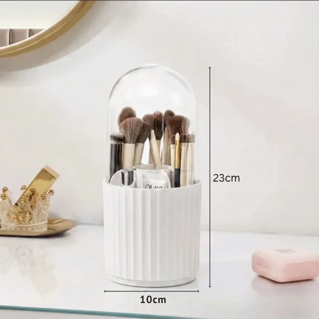 360° Rotating Makeup Brush Holder with Lid - Image 8
