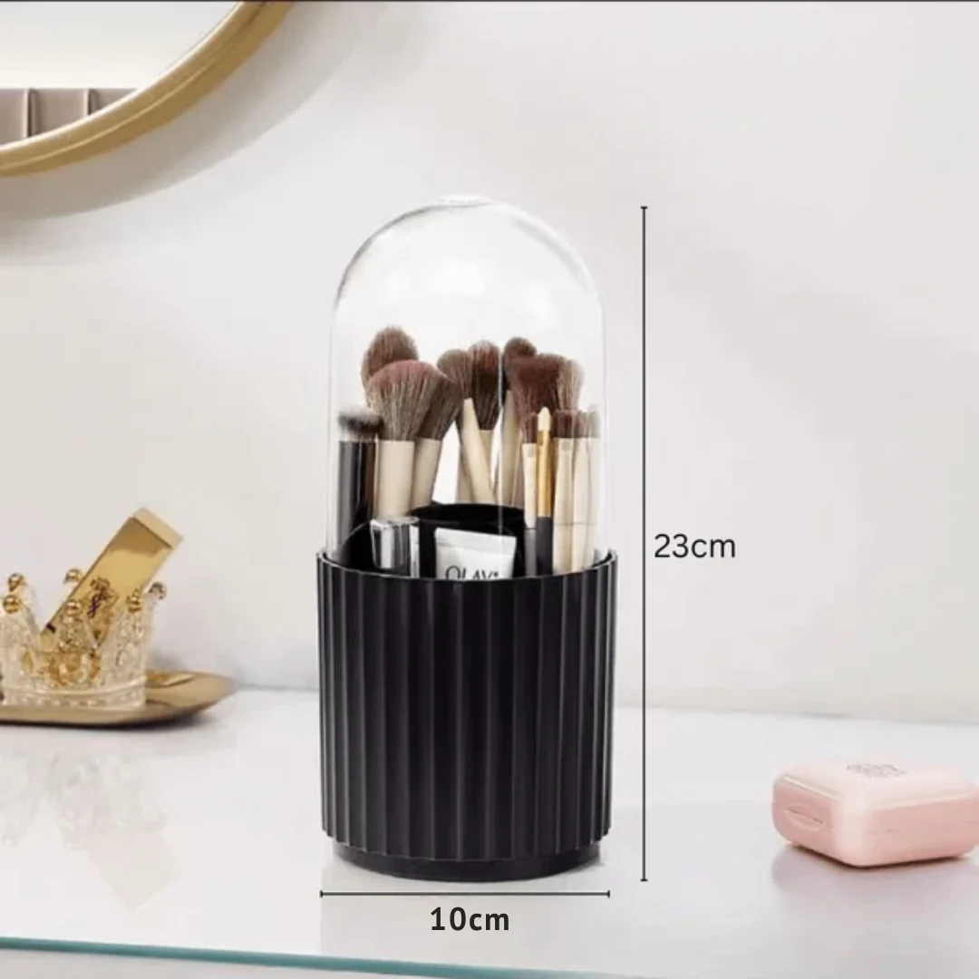 360° Rotating Makeup Brush Holder with Lid - Image 9