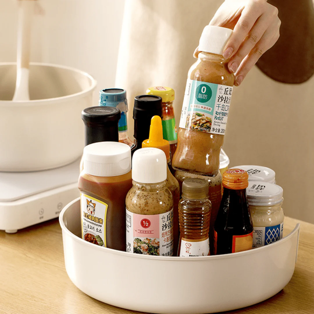 360° Rotating Open Kitchen Storage Tray for Bottles(28cm) - Image 5