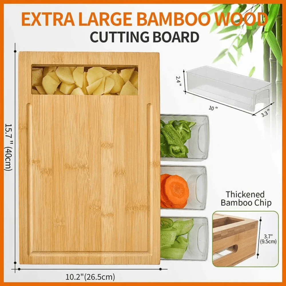 4 Containers With Wooden Chopping Board - Image 6