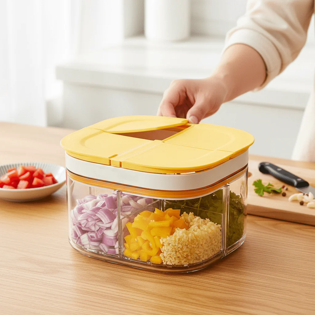 4-Grid Airtight Food Prep & Spice Container