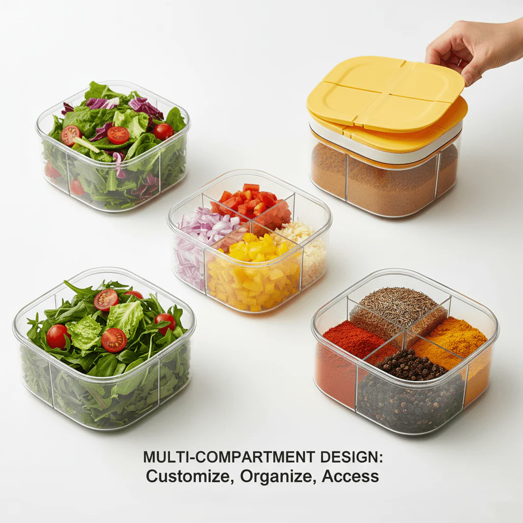 4-Grid Airtight Food Prep & Spice Container - Image 3