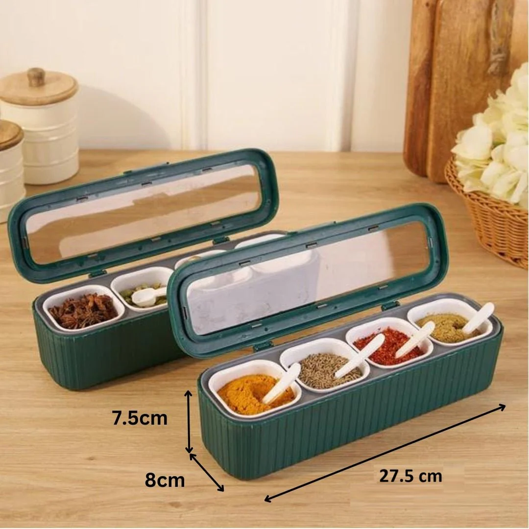 Clear Seasoning Box Set With 4 Seasoning Condiment Jars and Serving spoons - Image 7