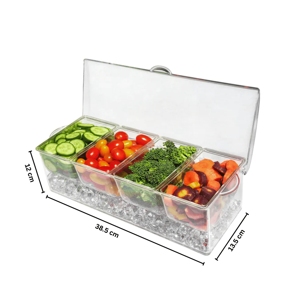 4 Removable Compartments Ice Chilled Condiment Tray - Image 10