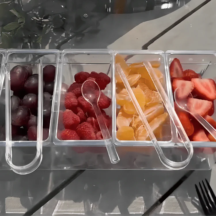 4 Removable Compartments Ice Chilled Condiment Tray - Image 3