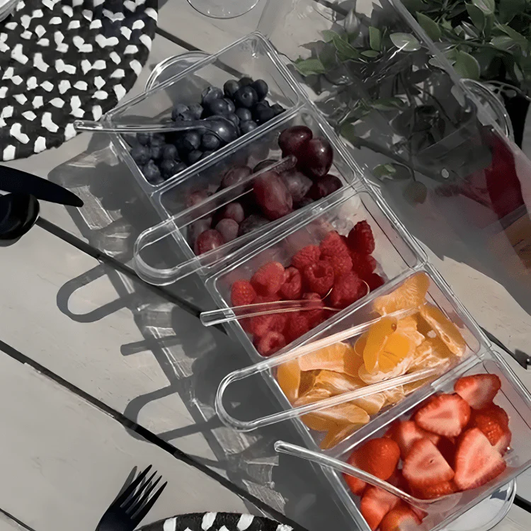 4 Removable Compartments Ice Chilled Condiment Tray - Image 4