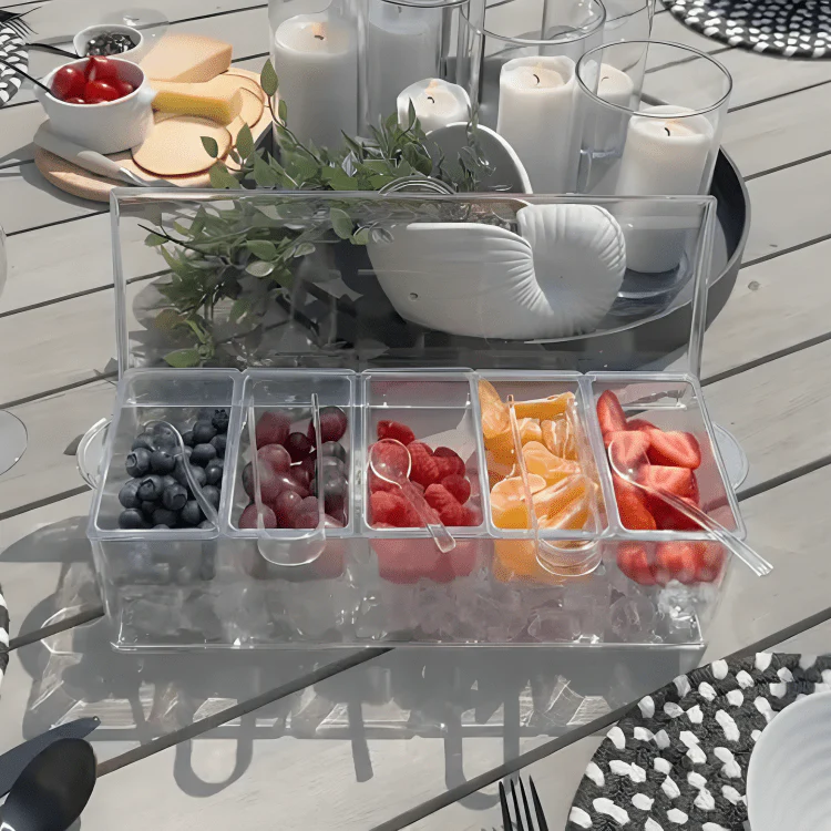 4 Removable Compartments Ice Chilled Condiment Tray - Image 5