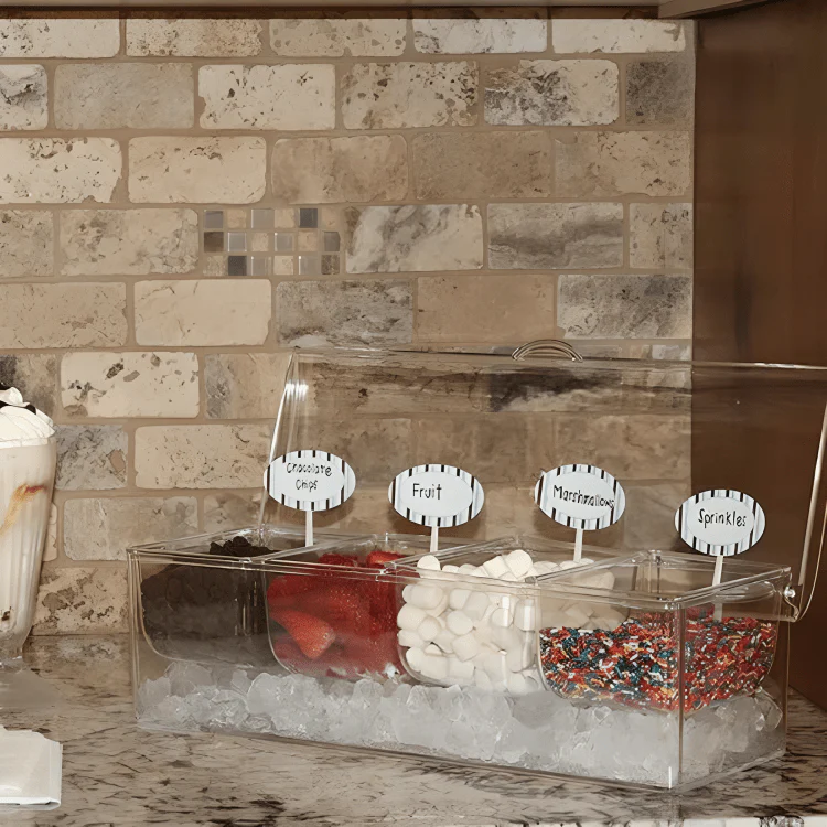 4 Removable Compartments Ice Chilled Condiment Tray - Image 6