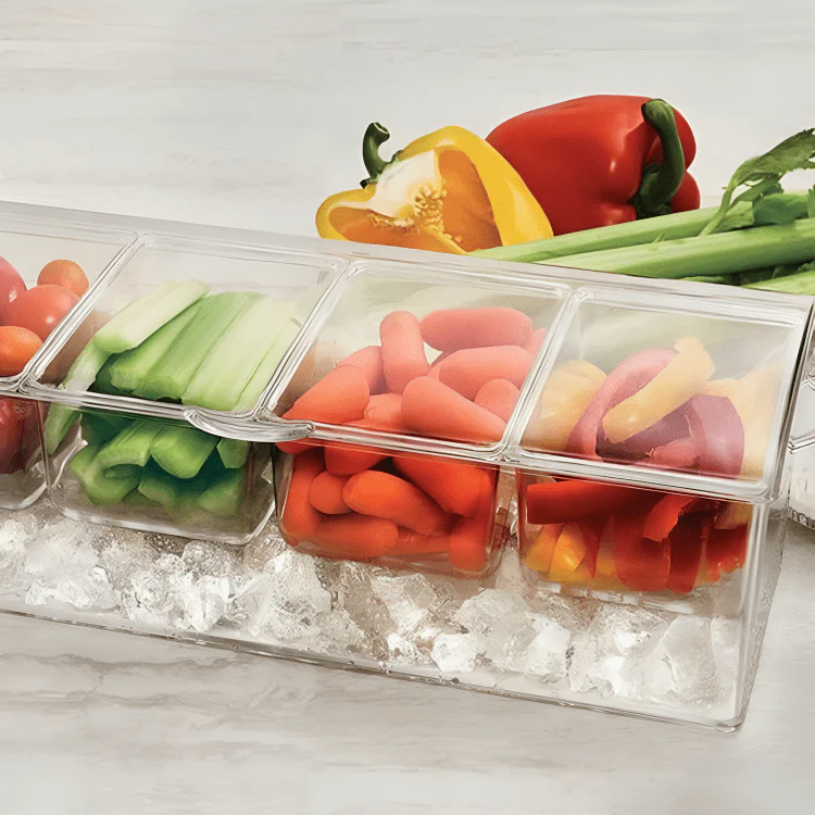 4 Removable Compartments Ice Chilled Condiment Tray - Image 7