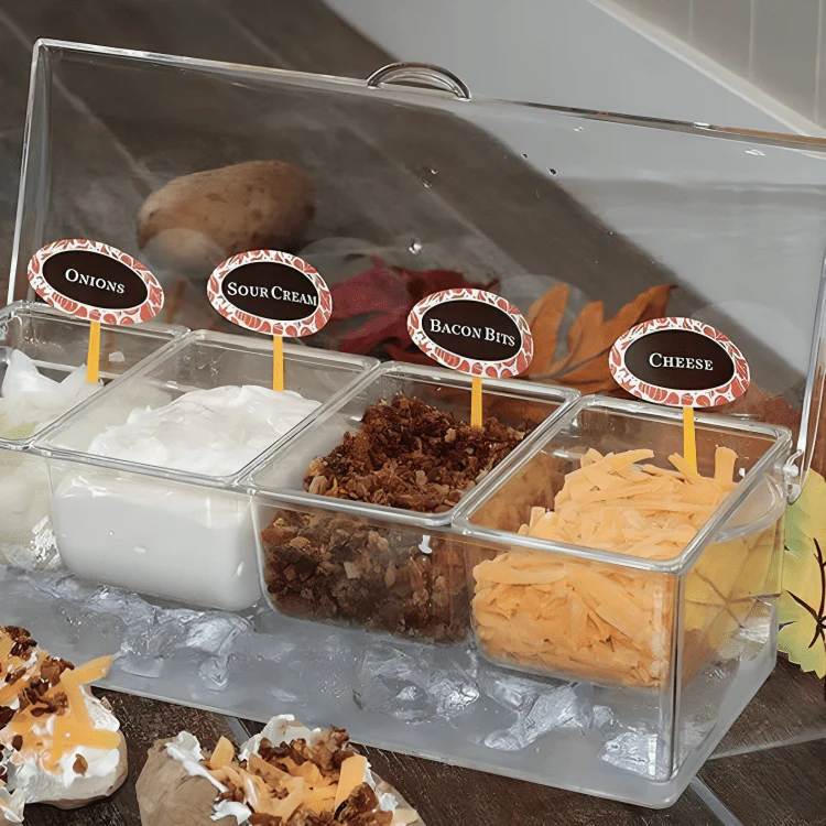 4 Removable Compartments Ice Chilled Condiment Tray - Image 8