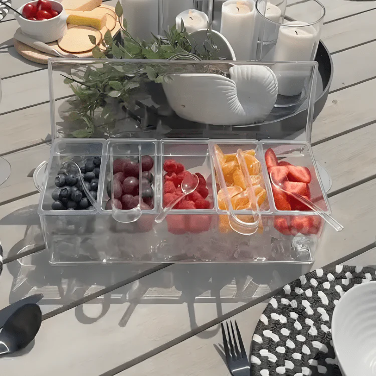 4 Removable Compartments Ice Chilled Condiment Tray - Image 9