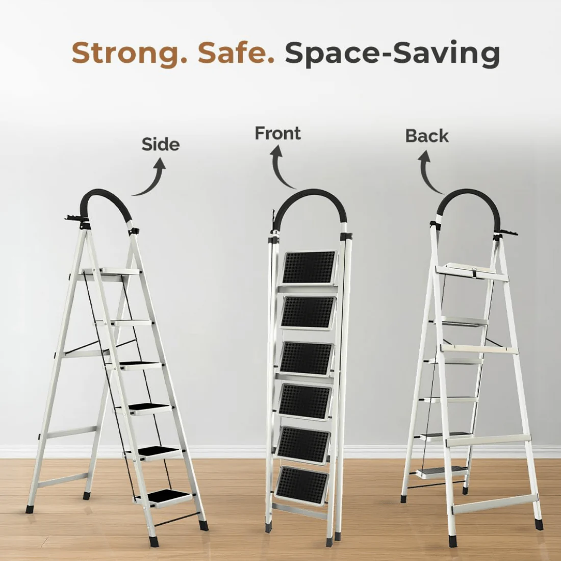 6-Step Foldable Carbon Mild Steel Ladder for Home - Image 4
