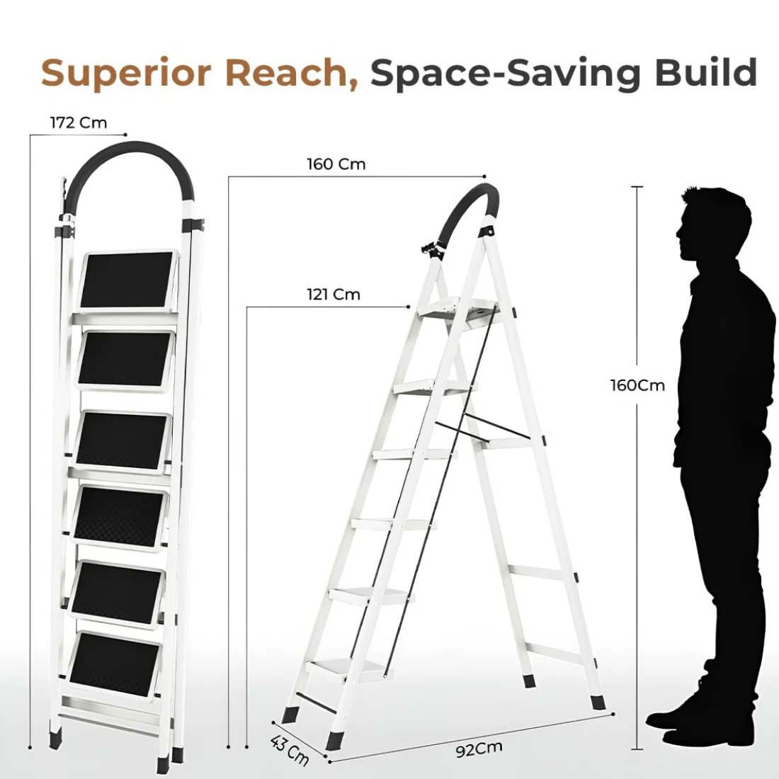6-Step Foldable Carbon Mild Steel Ladder for Home - Image 5