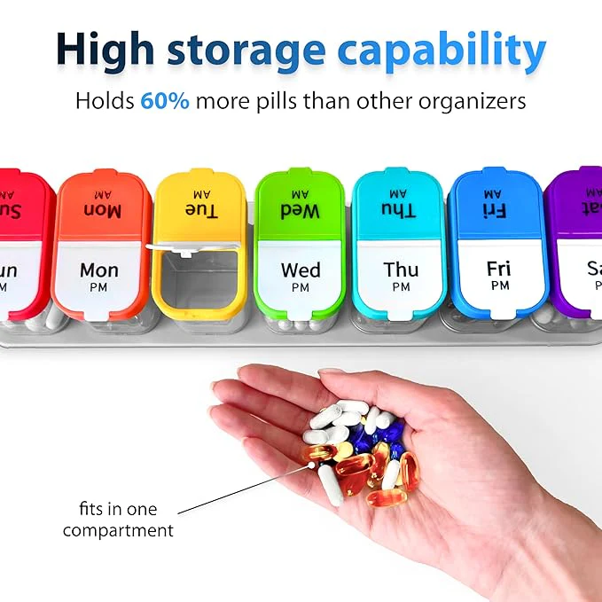 7-Compartments Twice-A-Day Portable Medicine Organizer - Image 6