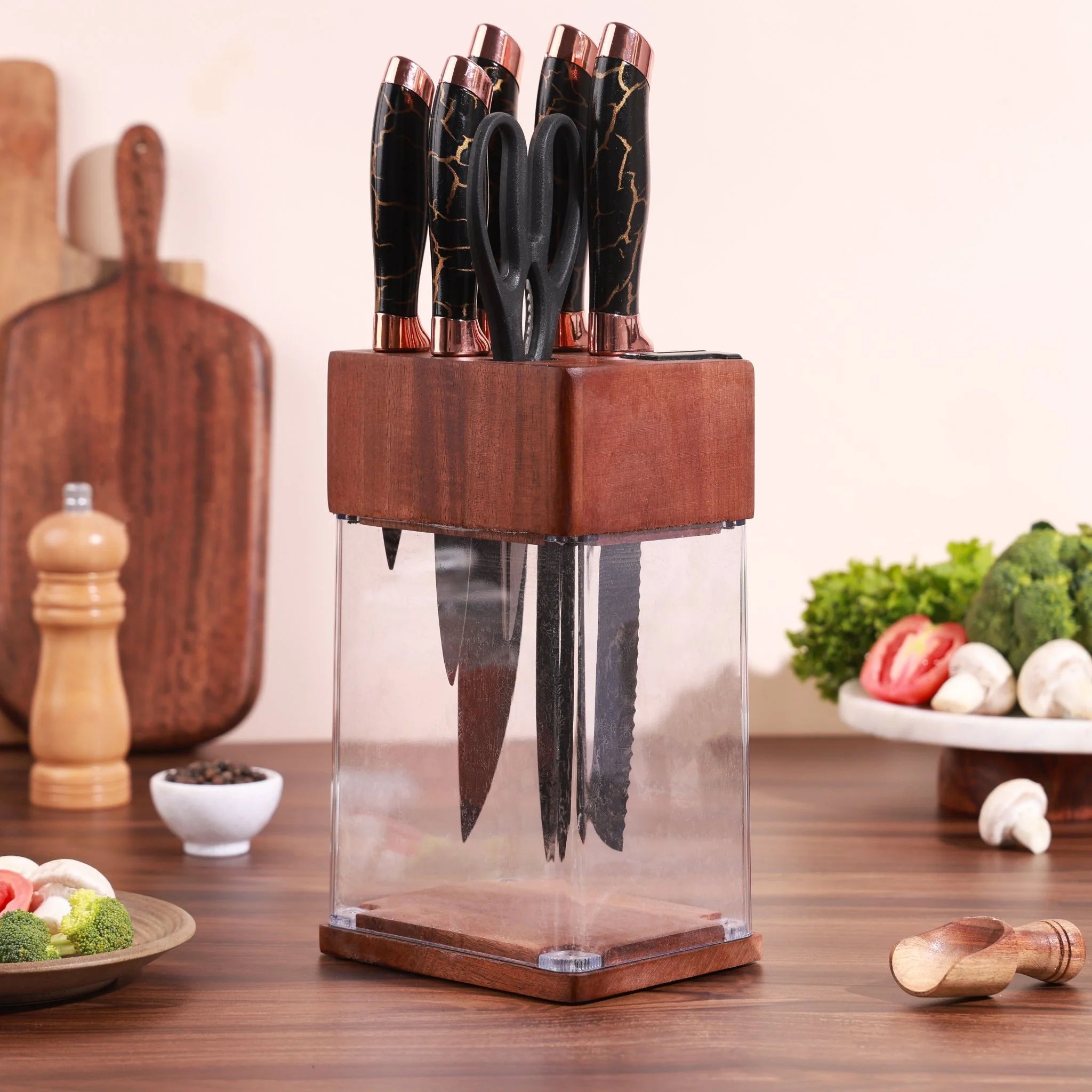 Premium Stainless Steel Knife Set With Block - Image 3