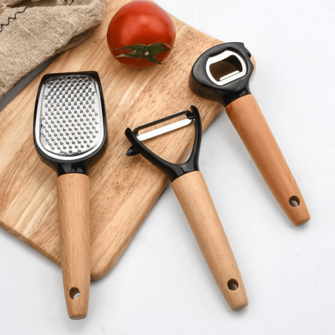 8-Piece Stainless Steel Kitchen Gadget Set with Stand - Image 3