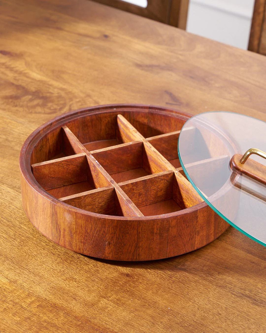 9-Compartment Bamboo Serving Tray With Lid - Image 4