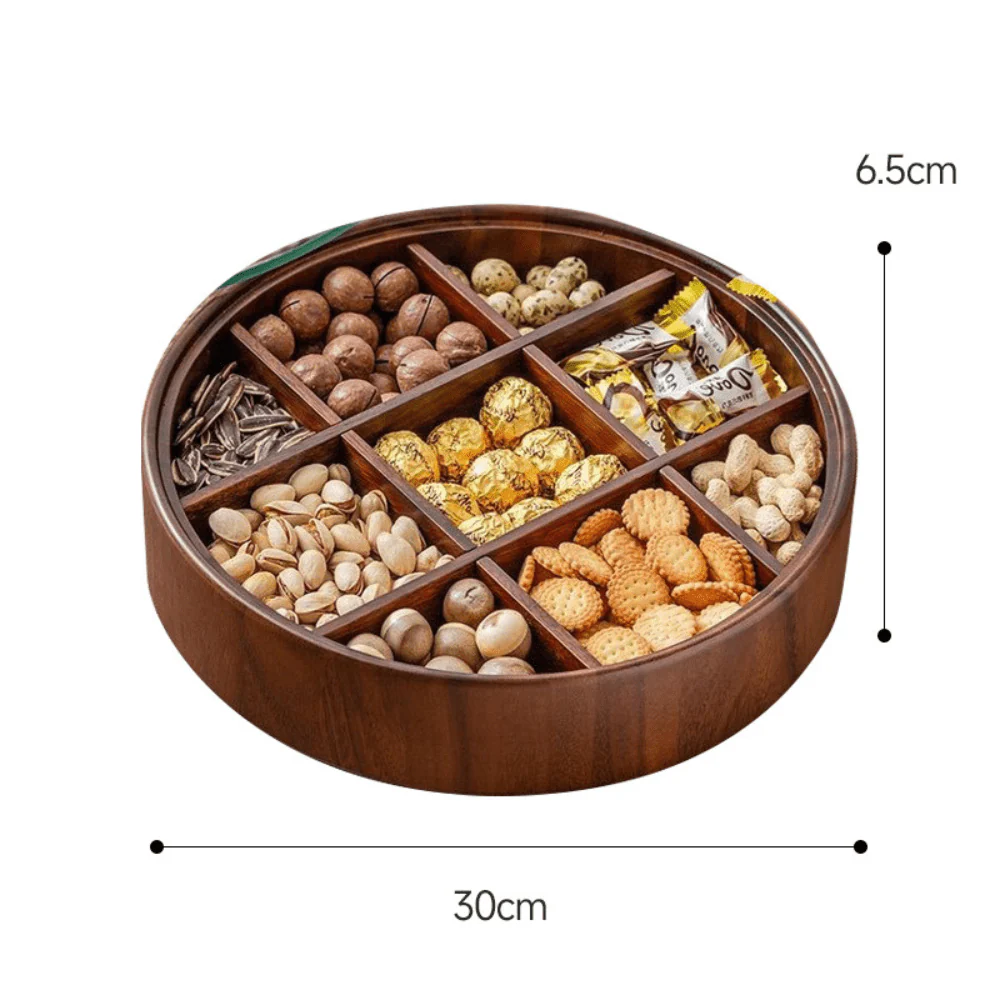 9-Compartment Bamboo Serving Tray With Lid - Image 7