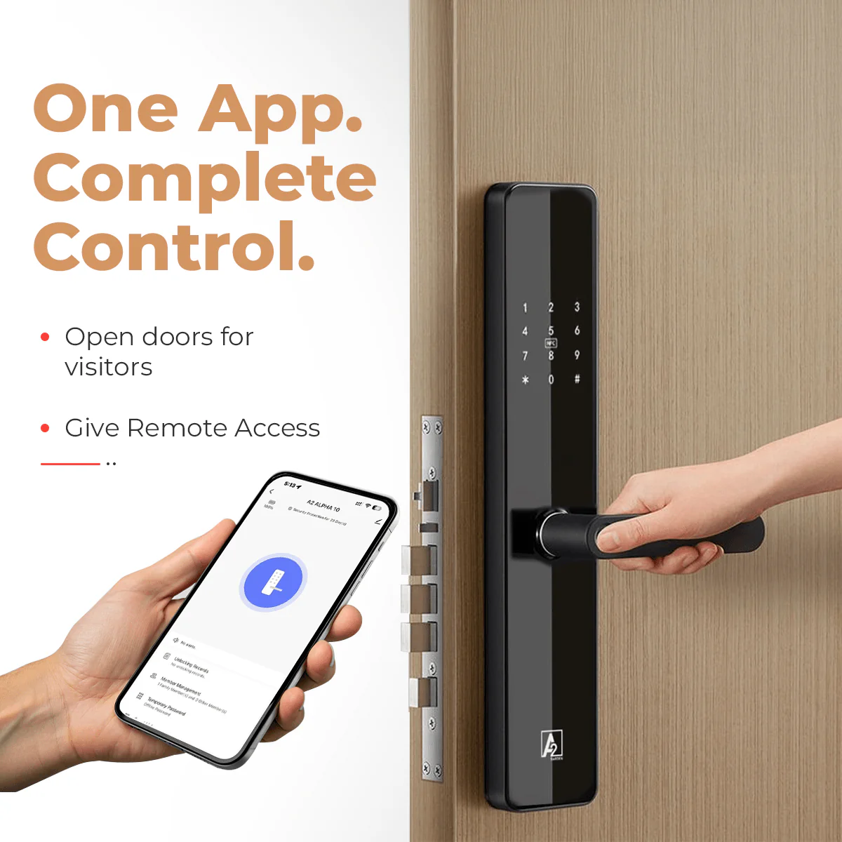 A2 Alpha 10 Smart Digital Door Lock with 7-Way Unlocking Features - Image 2