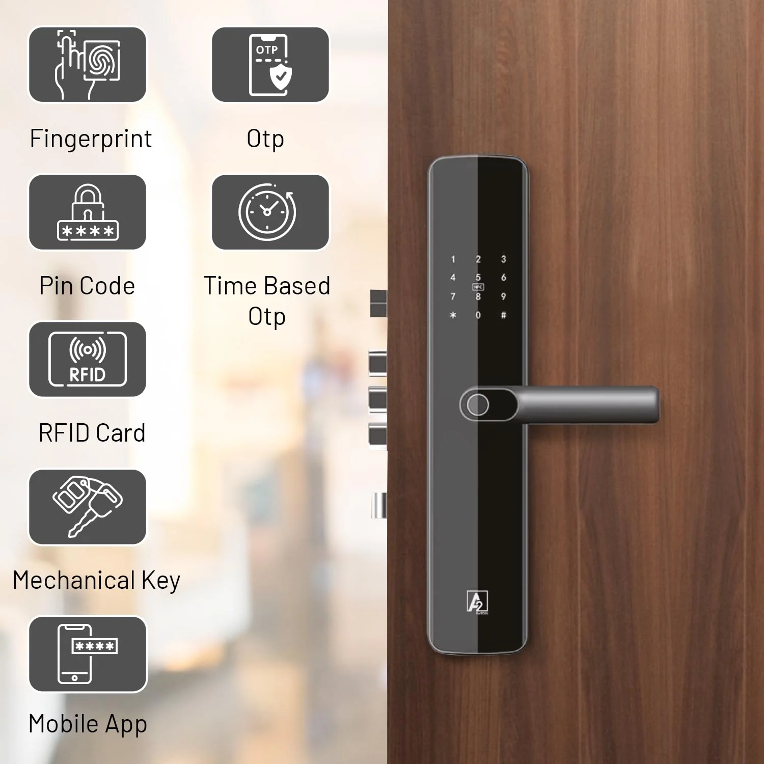 A2 Alpha 10 Smart Digital Door Lock with 7-Way Unlocking Features - Image 5