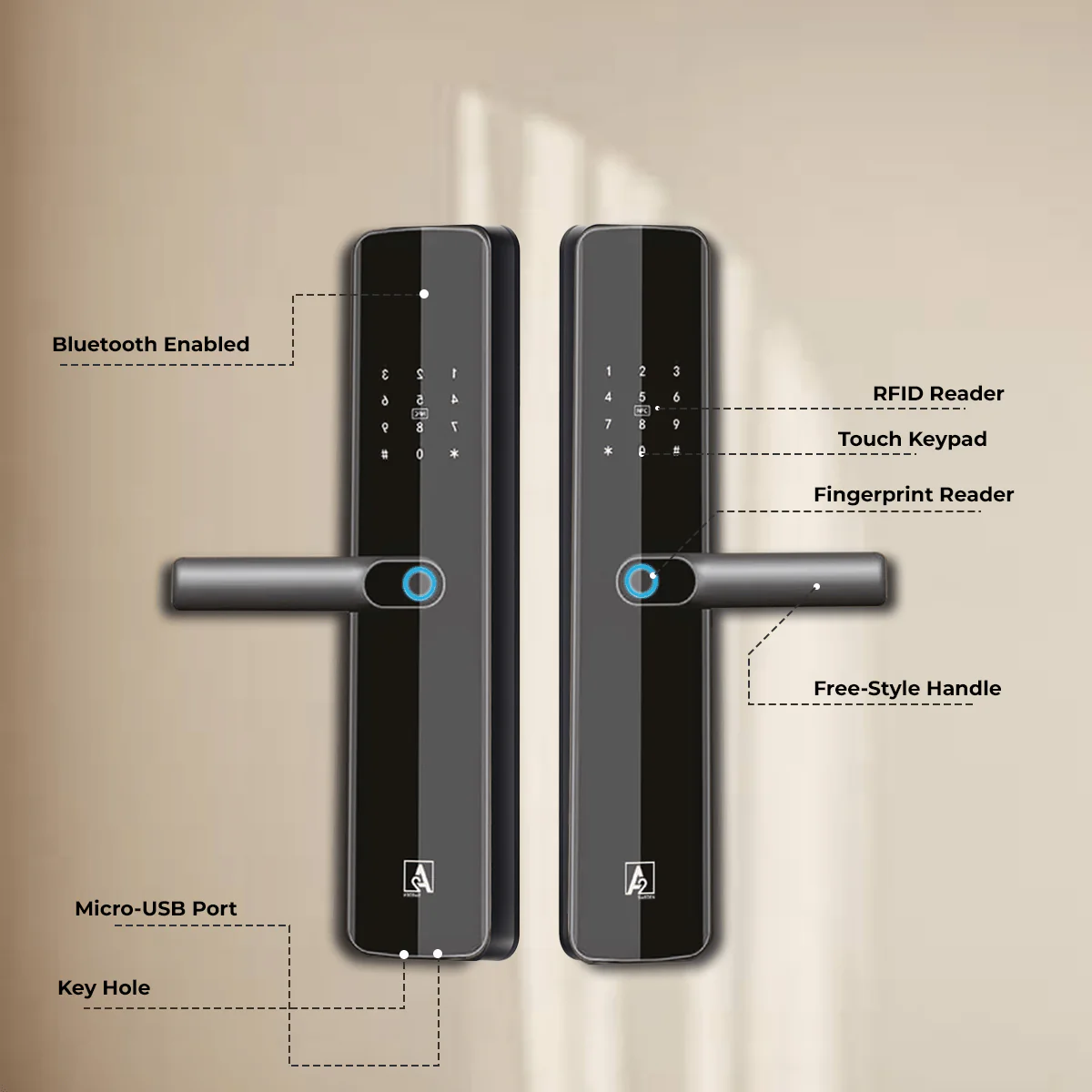 A2 Alpha 10 Smart Digital Door Lock with 7-Way Unlocking Features - Image 9
