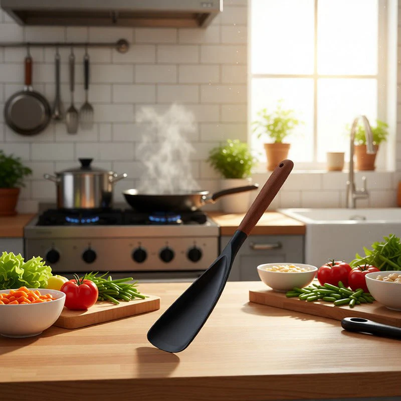 Acacia Handle Non-stick Silicone Cooking Spatula(29cm)