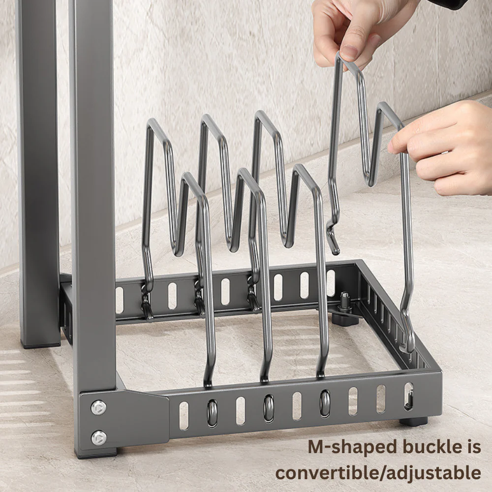 Adjustable 7-Tier Heavy-Duty Pot and Pan Organizer Rack - Image 4