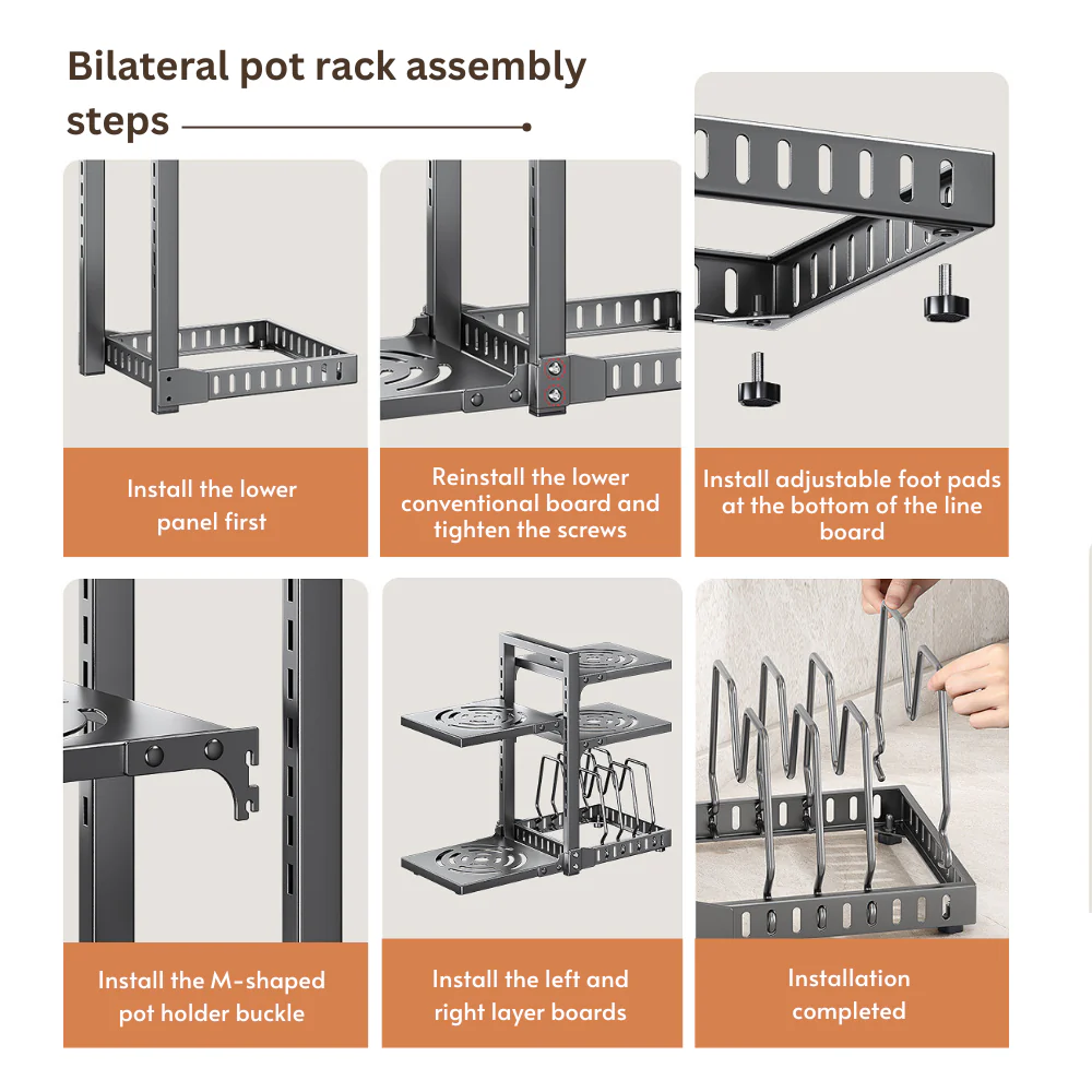 Adjustable 7-Tier Heavy-Duty Pot and Pan Organizer Rack - Image 6