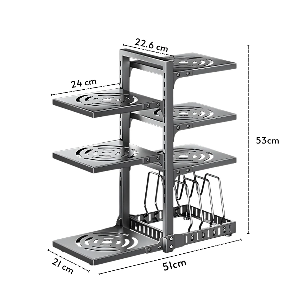 Adjustable 7-Tier Heavy-Duty Pot and Pan Organizer Rack - Image 7