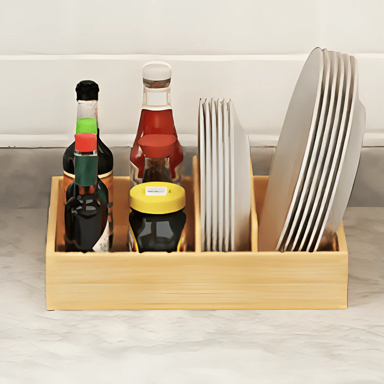 Adjustable Compartment Bamboo Storage Tray - Image 6