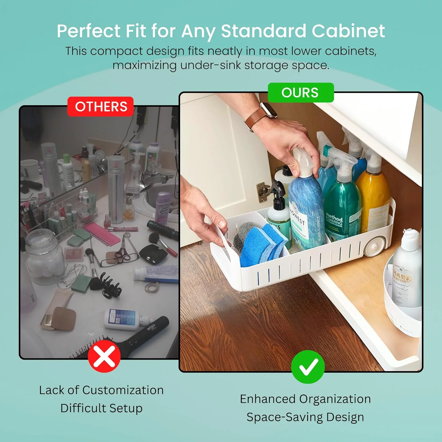Adjustable Compartments Rolling Storage Organizer - Image 6